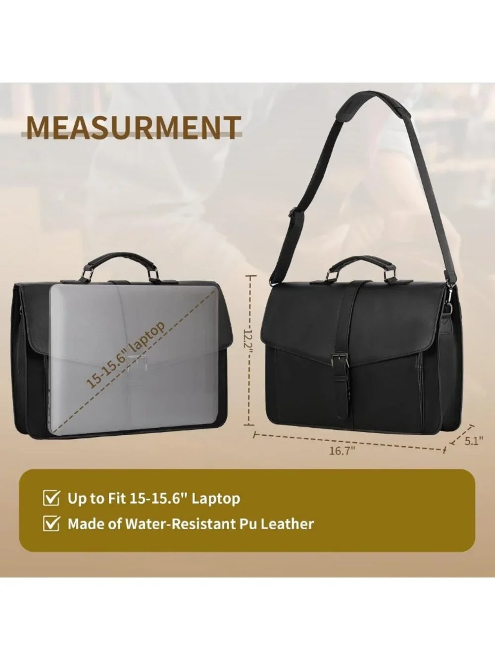 Stylish Leather Briefcase for 15.6
